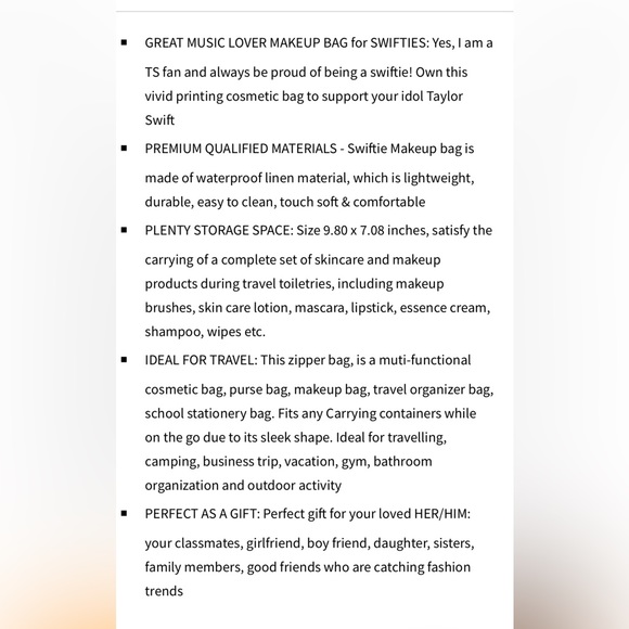 Taylor Swift Make up bag or travel bag. - Picture 4 of 4